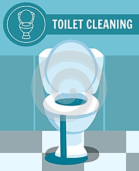 Clogged Toilet Bowl Leakage Vector Illustration