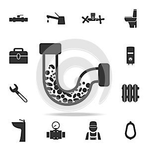clogging tube icon. Detailed set of plumber element icons. Premium quality graphic design. One of the collection icons for website