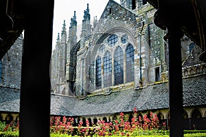 Cloister of abbey Mont Saint Michel, Normandy, France