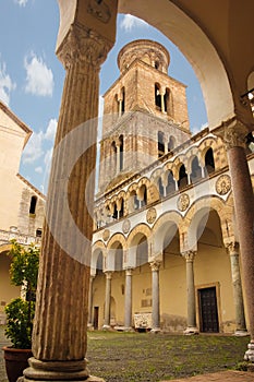 Cloister and bell tower. Cathedral, Salerno. Italy