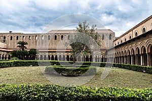 Cloister of the cathedral of Monreale, Palermo, Sicily, Italy