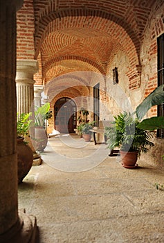 Cloister of the convent of El Palancar in Pedroso de Acim, province of Caceres, Spain photo