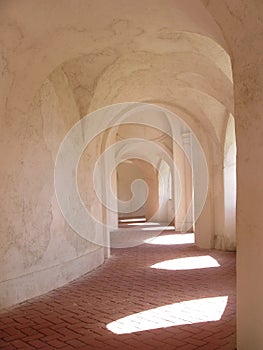 Cloister corridor and window light photo