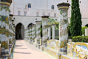 Cloister Garden of the Santa Chiara Monastery in Naples, Italy photo