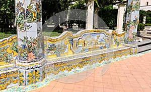 Cloister Garden of the Santa Chiara Monastery in Naples, Italy