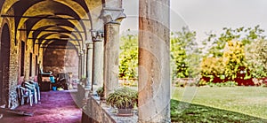 Cloister horizontal photography background panoramic garden arcade