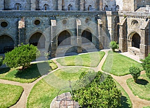 A cloister and the interior courtyard of Cathedral (Se) of Evora. Portugal photo