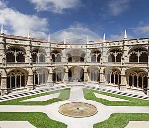 Cloister of the Jeronimos Monastery or Abbey in Lisbon