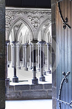 Architecture of the cloister of Mont Saint Michel