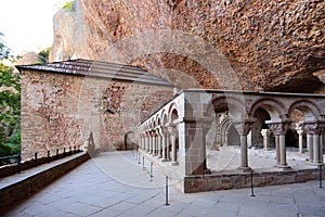 Cloister of the old monastery of San Juan de la Pena, Huesca province,  Aragon, Spain