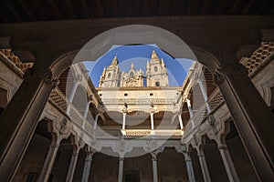 Cloister of the public library, Casa de las Conchas, Salamanca, Castilla y Leon, Spain