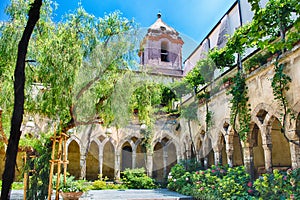 Cloister of San Francesco d`Assisi Church in Sorrento, Italy photo