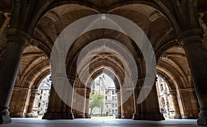 Cloisters on the Glasgow University campus, Scotland. The Cloisters are also known as The Undercroft.