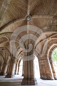 Cloisters on the Glasgow University campus, Scotland. The Cloisters are also known as The Undercroft.