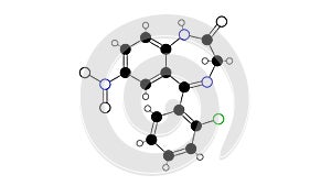 clonazepam molecule, structural chemical formula, ball-and-stick model, isolated image benzodiazepines photo