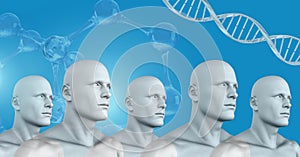 Clone 3D men in group with genetic DNA