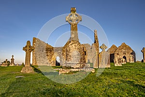 Clonmacnoise Monastery in Ireland countryside