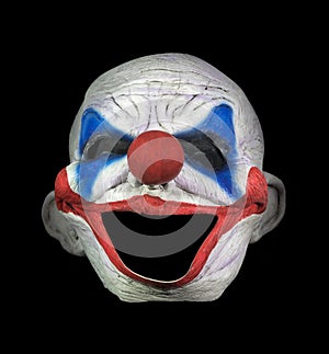Clooney Clown Chinless Mask Isolated on Black photo