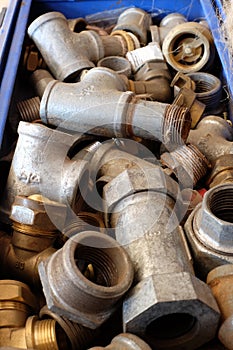 Clopse-up of Galvanized pipe fittings