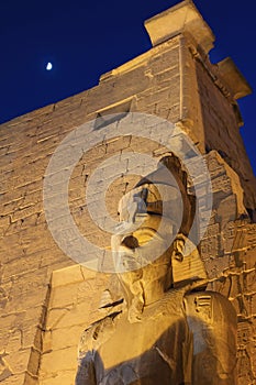Clopseup view of Statue Of Ramesses II. by The Luxor Temple Luxor. Egypt