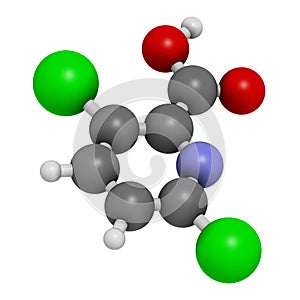 Clopyralid herbicide molecule. 3D rendering.