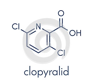 Clopyralid herbicide molecule. Skeletal formula.