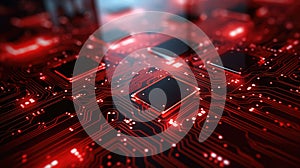 close abstract tech red background