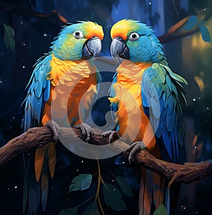 Close Aesthetic shot of two lovely parrots