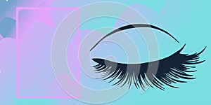 Close a beautiful eye with long eyelashes for business cards, flyers, advertisements for beauty masters