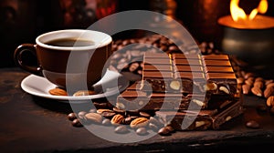 close chocolate bar coffee