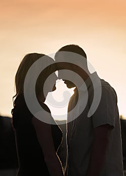 Close couple with sunset and sky