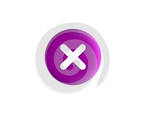 Close, delete button. 3d icon. Vector illustration.