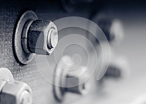 Close detail of screws in black and white