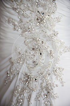 Close detail on wedding dress