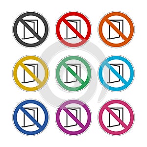 Close the door sign, Keep this door closed icon or logo, color set