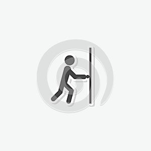 Close the door sign sticker isolated on gray background