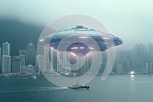 Close encounter at sea, Aliens\' spaceship invades bustling coastal metropolis