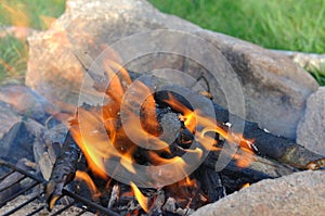 Close on flame of campfire