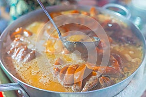 Close focus of Vietnamese braised beef offal or beef offal stew  pha lau : It`s a popular snack in southern Vietnam, Vietnamese