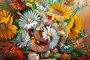 Makro z zátišie kvety olej maľovanie 