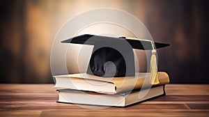 close graduation cap on table