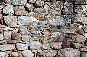 Close of gray rough stone wall background