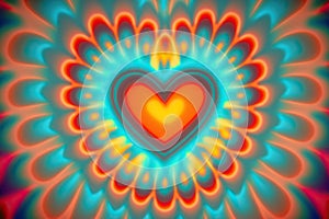Close of heart sign tie dye pattern abstract background, created with Generative AI technology