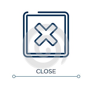 Close icon. Linear vector illustration. Outline close icon vector. Thin line symbol for use on web and mobile apps, logo, print