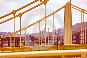 Close image of Roberto Clemente Bridge pillars photo
