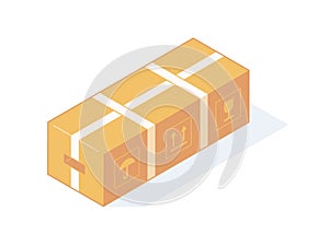 Close isometric cardboard box for delivery or storage.