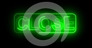 Close letter/text neon light sign board animation with four color 4k footage clip