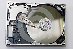 Close look at the old open hard disk