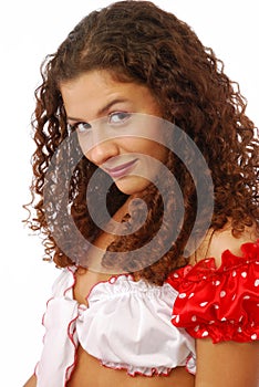 Close look of smiling woman photo