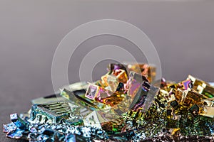 Close macro photograph of an artificially synthesized bismuth crystal photo